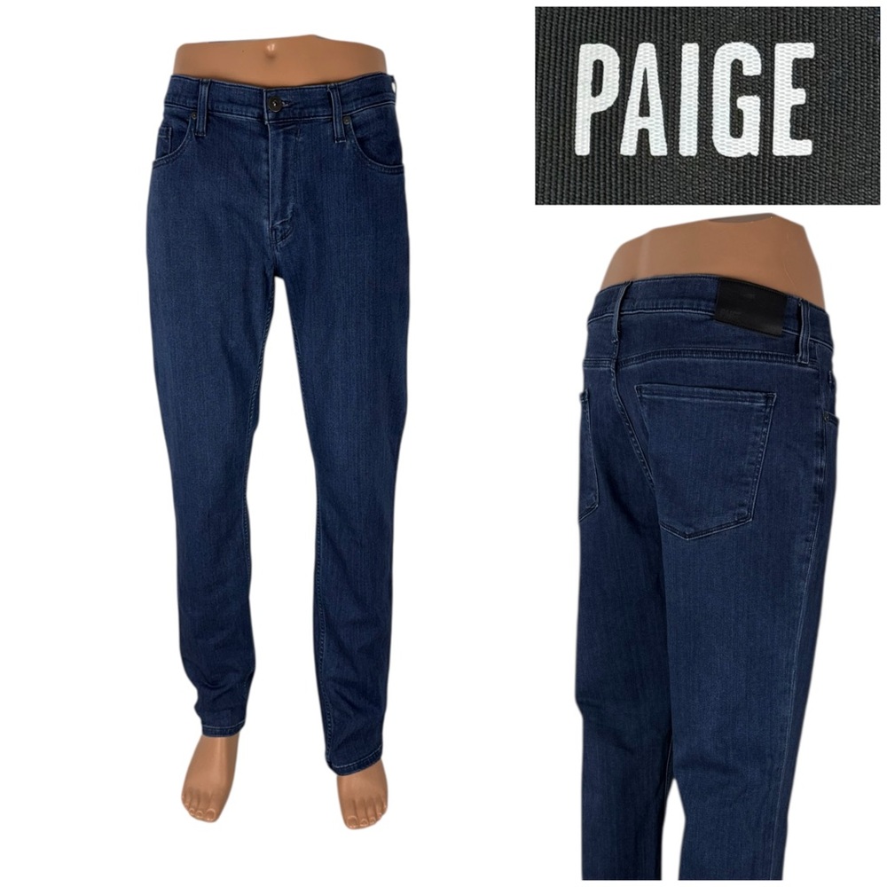 Paige Federal Mens 34 X 33 (actual) Jeans Stretch Slim Straight Blue Denim Rayon